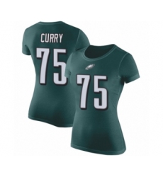 Women's Philadelphia Eagles #75 Vinny Curry Green Rush Pride Name & Number T-Shirt