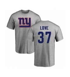 Football New York Giants #37 Julian Love Ash Name & Number Logo T-Shirt