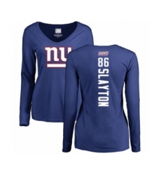 Football Women's New York Giants #86 Darius Slayton Royal Blue Backer Long Sleeve T-Shirt