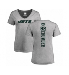 Football Women's New York Jets #82 Jamison Crowder Ash Backer T-Shirt