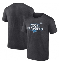 Men's Detroit Lions Heather Charcoal 2023 Playoffs T-Shirt