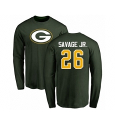 Football Green Bay Packers #26 Darnell Savage Jr. Green Name & Number Logo Long Sleeve T-Shirt