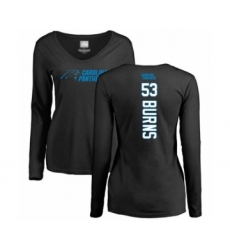 Football Women's Carolina Panthers #53 Brian Burns Black Backer Slim Fit Long Sleeve T-Shirt
