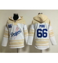 Men's Los Angeles Dodgers #66 Yasiel Puig Home White Hoodie