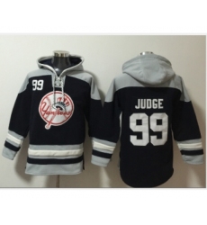 Men's New York Yankees #99 Aaron Judge Navy Blue Ageless Must Have Lace Up Pullover Hoodie