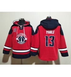 Men's Washington Wizards #13 Jordan Poole Red Navy Lace-Up Pullover Hoodie