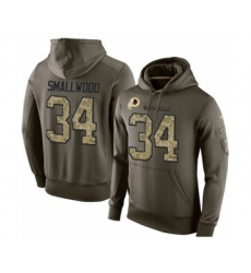Football Men's Washington Redskins #34 Wendell Smallwood Green Salute To Service Pullover Hoodie
