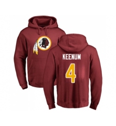 Football Washington Redskins #4 Case Keenum Maroon Name & Number Logo Pullover Hoodie