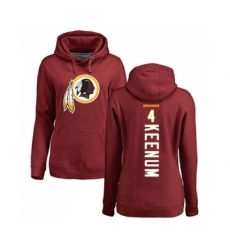 Football Women's Washington Redskins #4 Case Keenum Maroon Backer Pullover Hoodie