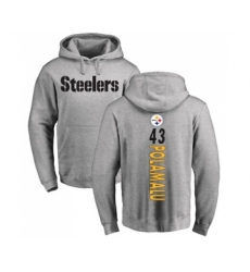 Football Pittsburgh Steelers #43 Troy Polamalu Ash Backer Pullover Hoodie