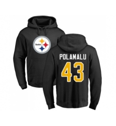 Football Pittsburgh Steelers #43 Troy Polamalu Black Name & Number Logo Pullover Hoodie