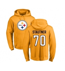 Football Pittsburgh Steelers #70 Ernie Stautner Gold Name & Number Logo Pullover Hoodie