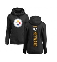 Football Women's Pittsburgh Steelers #97 Cameron Heyward Black Backer Pullover Hoodie