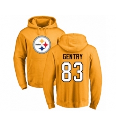 Pittsburgh Steelers #83 Zach Gentry Gold Name & Number Logo Pullover Hoodie