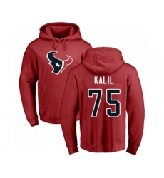 Football Houston Texans #75 Matt Kalil Red Name & Number Logo Pullover Hoodie