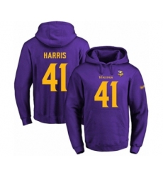 Football Men's Minnesota Vikings #41 Anthony Harris Purple(Gold No.) Name & Number Pullover Hoodie