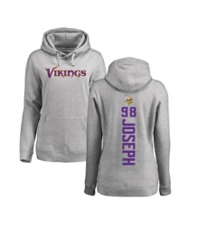 Football Women's Minnesota Vikings #98 Linval Joseph Ash Backer Pullover Hoodie