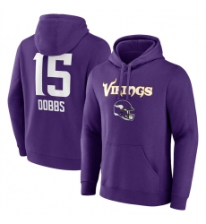 Men's Minnesota Vikings #15 Joshua Dobbs Purple Team Wordmark Player Name & Number Pullover Hoodie