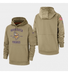 Men's Minnesota Vikings Tan 2019 Salute to Service Sideline Therma Pullover Hoodie