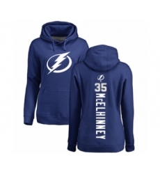 Hockey Women's Tampa Bay Lightning #35 Curtis McElhinney Royal Blue Backer Pullover Hoodie