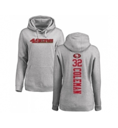 Football Women's San Francisco 49ers #32 Tevin Coleman Ash Backer Pullover Hoodie