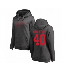 Football Women's Buffalo Bills #40 Devin Singletary Ash One Color Pullover Hoodie