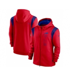 Men's Buffalo Bills 2021 Red Sideline Team Performance Full-Zip Hoodie