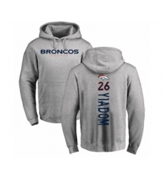 Football Denver Broncos #26 Isaac Yiadom Ash Backer Pullover Hoodie