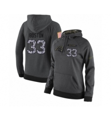Football Women's Carolina Panthers #33 Tre Boston Stitched Black Anthracite Salute to Service Player Performance Hoodie