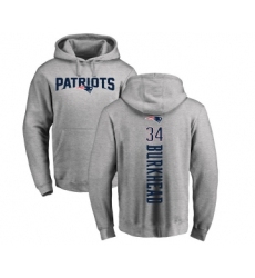 Football New England Patriots #34 Rex Burkhead Ash Backer Pullover Hoodie