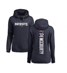 Football Women's New England Patriots #32 Devin McCourty Navy Blue Backer Pullover Hoodie