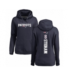 Football Women's New England Patriots #8 Jarrett Stidham Navy Blue Backer Pullover Hoodie
