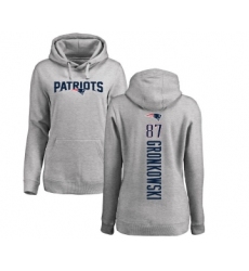 Football Women's New England Patriots #87 Rob Gronkowski Ash Backer Pullover Hoodie