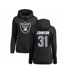 Football Women's Oakland Raiders #31 Isaiah Johnson Black Name & Number Logo Pullover Hoodie