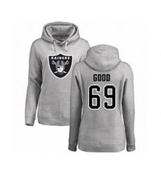 Football Women's Oakland Raiders #69 Denzelle Good Ash Name & Number Logo Pullover Hoodie