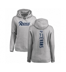 Football Women's Los Angeles Rams #71 Bobby Evans Ash Backer Pullover Hoodie