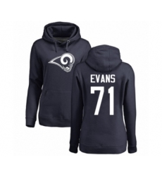 Football Women's Los Angeles Rams #71 Bobby Evans Navy Blue Name & Number Logo Pullover Hoodie