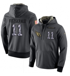 NFL Men Nike Arizona Cardinals #11 Larry Fitzgerald Stitched Black Anthracite Salute to Service Player Performance Hoodie