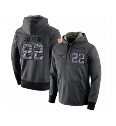 Football Men's Los Angeles Chargers #22 Justin Jackson Stitched Black Anthracite Salute to Service Player Performance Hoodie