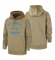 Men's Los Angeles Chargers 2019 Salute to Service Tan Sideline Therma Pullover Hoodie