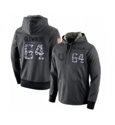 Football Men's Indianapolis Colts #64 Mark Glowinski Stitched Black Anthracite Salute to Service Player Performance Hoodie