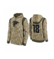 Men's Atlanta Falcons #18 Calvin Ridley Camo 2021 Salute To Service Therma Performance Pullover Football Hoodie