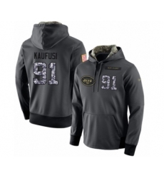 Football Men's New York Jets #91 Bronson Kaufusi Stitched Black Anthracite Salute to Service Player Performance Hoodie
