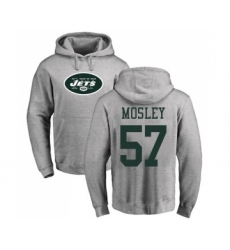 Football New York Jets #57 C.J. Mosley Ash Name & Number Logo Pullover Hoodie