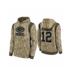 Men's Green Bay Packers #12 Aaron Rodgers Camo 2021 Salute To Service Therma Performance Pullover Football Hoodie