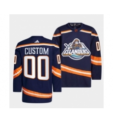 Men's New York Islanders Custom 2022 Navy Reverse Retro 2.0 Stitched Jersey
