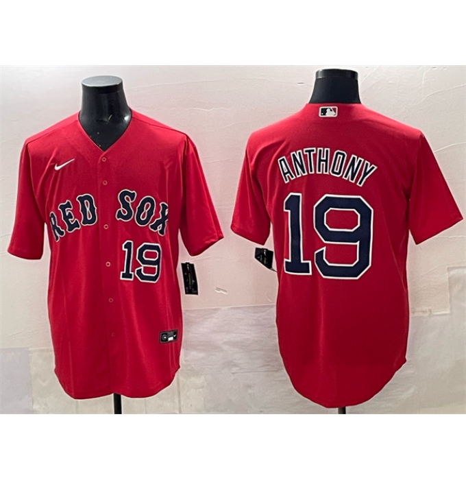 Men's Boston Red Sox #19 Roman Anthony Red Cool Base Stitched Baseball Jersey