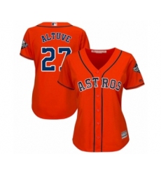 Women's Houston Astros #27 Jose Altuve Authentic Orange Alternate Cool Base 2019 World Series Bound Baseball Jersey