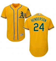 Men's Majestic Oakland Athletics #24 Rickey Henderson Gold Alternate Flex Base Authentic Collection MLB Jersey