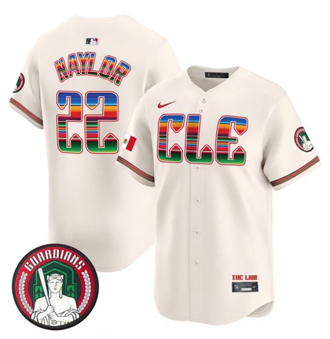Men's Cleveland Guardians #22 Josh Naylor Cream Mexico Vapor Premier Limited Stitched Baseball Jersey